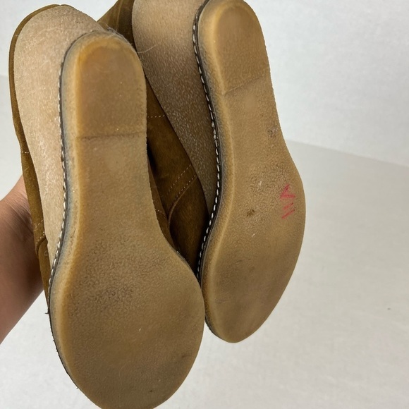 J.CREW Italian leather Lagenlook Suede Leather Platform Wedge Ankle Brown 10 - Picture 10 of 10